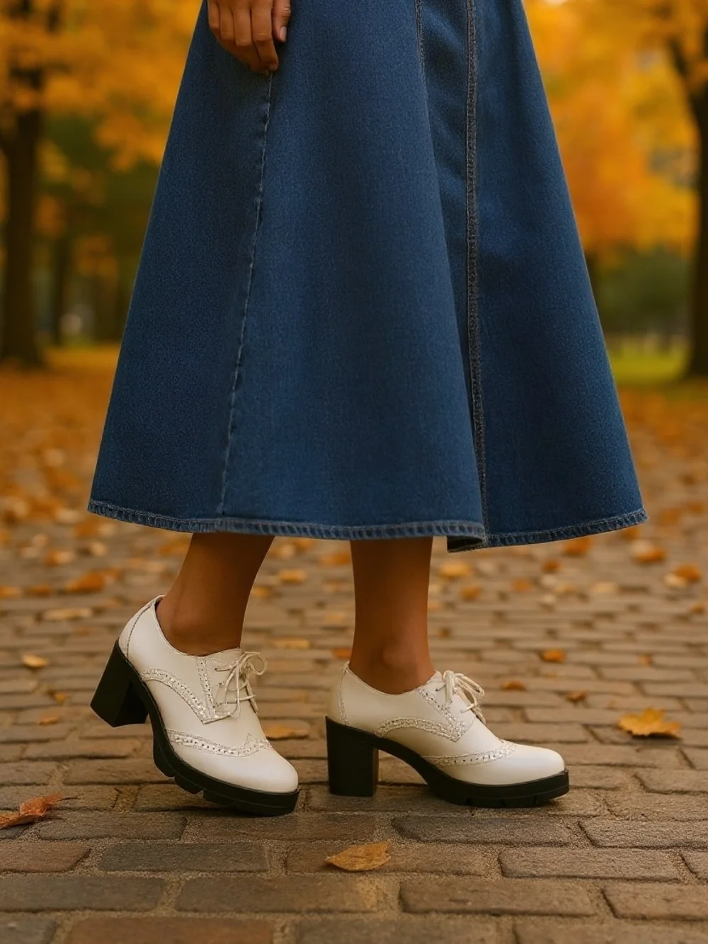Dadawen Lace-Up Chunky Heel Oxford - Picture 1 of 6
